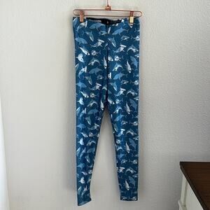 BlackMilk Shark Mono Velvet HW High Waist Leggings Small